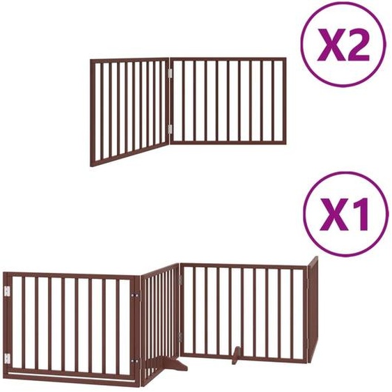 vidaXL Porte pour chien 8 pcs. avec porte Pliable Marron 640 cm Bois de peuplier