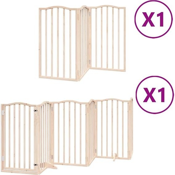 vidaXL Porte pour chien 9 pièces avec porte Pliable 450 cm bois de peuplier