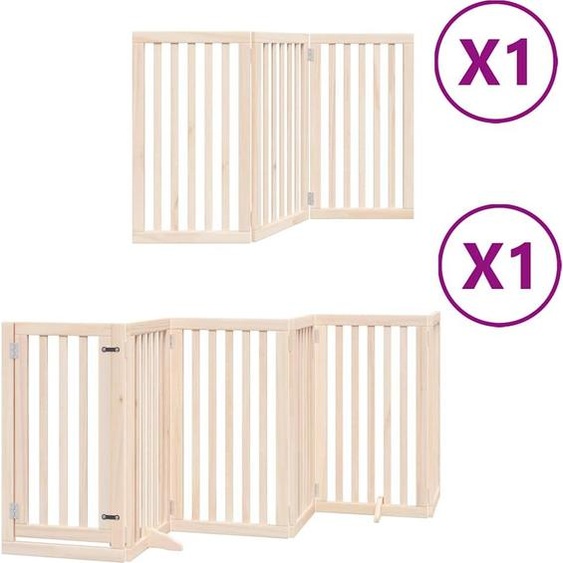 vidaXL Porte pour chien 9 pièces avec porte Pliable 450 cm bois de peuplier
