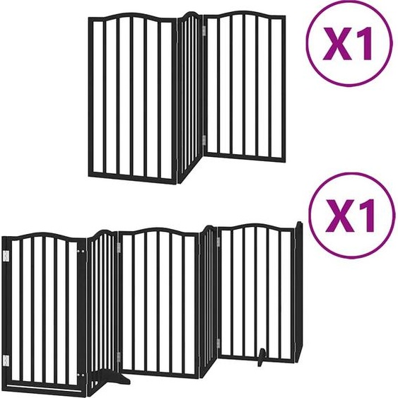 vidaXL Porte pour chien 9 pièces avec porte Pliable Noir 450 cm Bois de peuplier