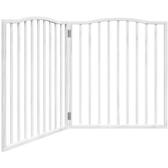 vidaXL Porte pour chien pliable en 2 parties, blanche, 160 cm, en bois de peuplier