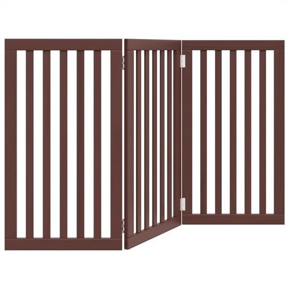 vidaXL Porte pour chiens 3 pièces Pliable Marron 150 cm Bois de peuplier