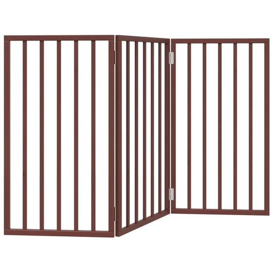 vidaXL Porte pour chiens 3 pièces Pliable Marron 150 cm Bois de peuplier