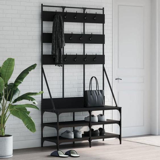 vidaXL Porte-vêtements et rangement des chaussures noir 100x40x184 cm 837857