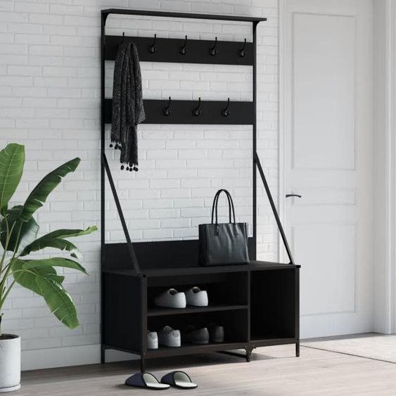 vidaXL Porte-vêtements et rangement des chaussures noir 100x41x184 cm 837867