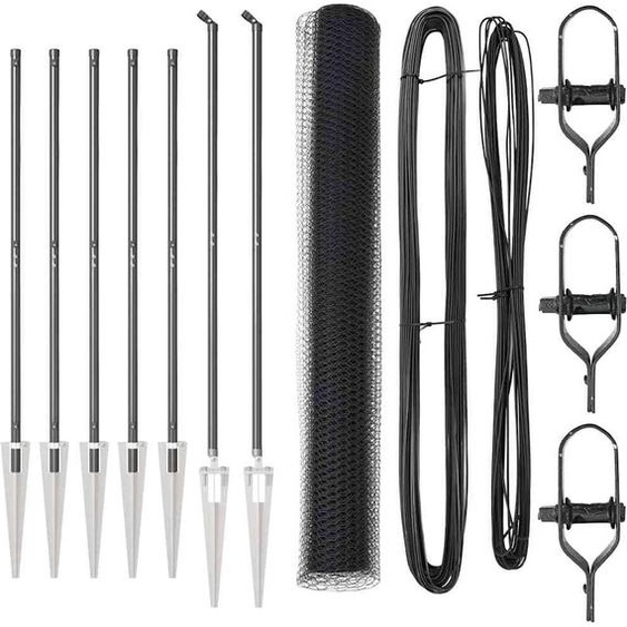 vidaXL Poteau de clôture Gris 10 x 1,4 m (mailles de 25 mm) Acier et PVC