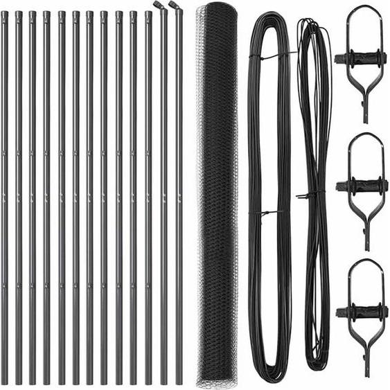 vidaXL Poteau de clôture gris 25 x 1,5 m (maille de 25 mm) acier