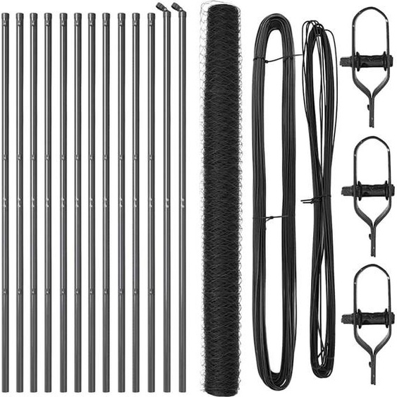 vidaXL Poteau de clôture Gris 25 x 1,6 m (50 mm tressés) Acier et PVC