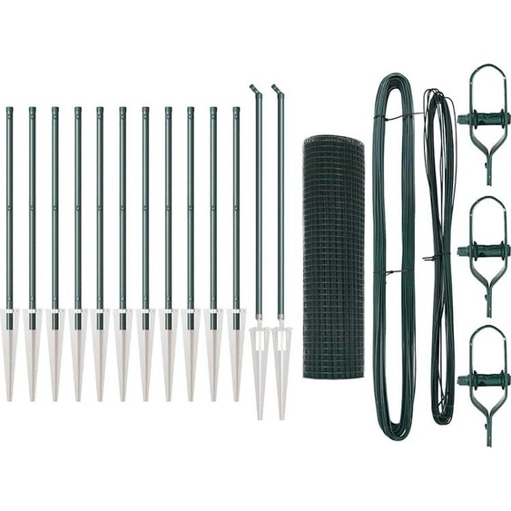 vidaXL Clôture en fil de fer soudé avec pointes, en acier et PVC vert, en treillis
