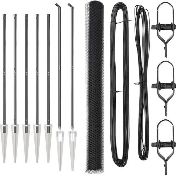 vidaXL Poteaux de clôture Gris 10 x 1,6 m (filet 13 mm) Acier et PVC