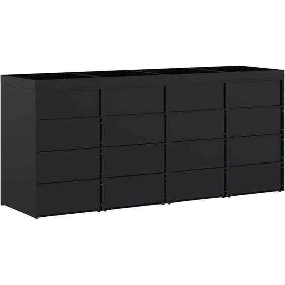 vidaXL Poubelle de chariot pour 4 récipients noir 272 x 77,5 x 121,5 cm