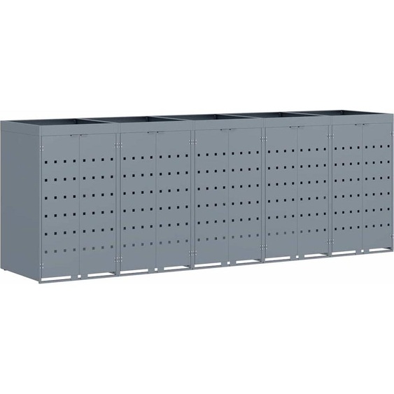 vidaXL Poubelle de chariot pour 5 conteneurs gris clair 340 x 77,5 x 121,5 cm