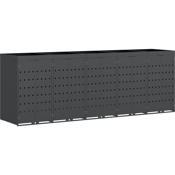 vidaXL Poubelle de chariot pour 5 récipients Anthracite