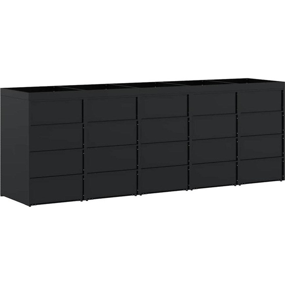 vidaXL Poubelle de chariot pour 5 récipients noir 340 x 77,5 x 121,5 cm