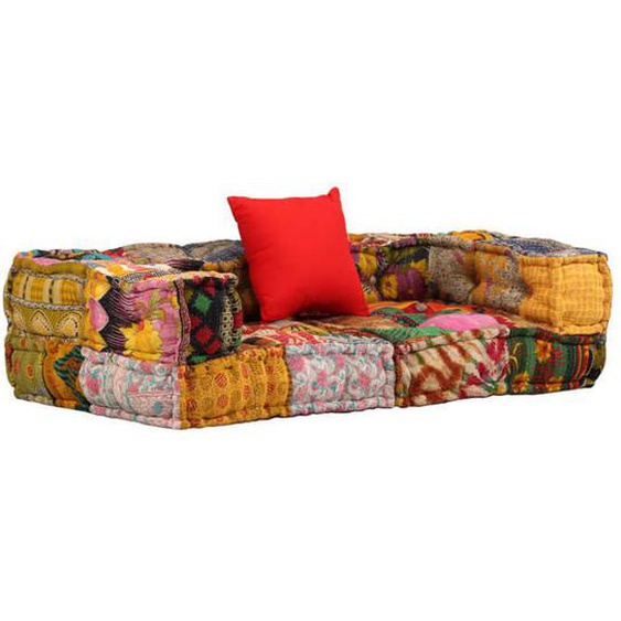 vidaXL Pouf modulaire à 2 places Patchwork Tissu
