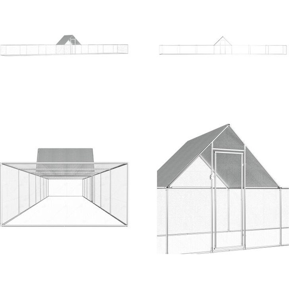 vidaXL Poulailler 14x2x2 m Acier galvanisé - Poulailler - Abri pour poules - Poulaillers
