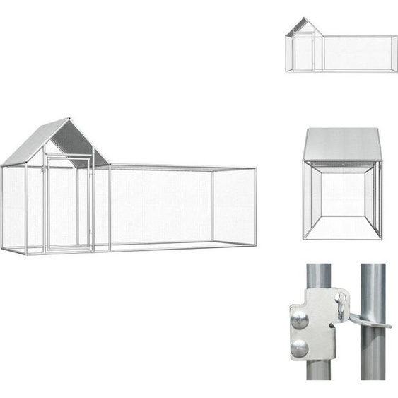 vidaXL Poulailler 3x1x1,5 m Acier galvanisé - Habitats & Enclos pour petits animaux