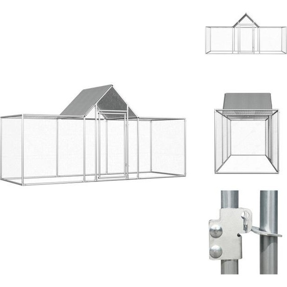 vidaXL Poulailler 3x1x1,5 m Acier galvanisé - Habitats & Enclos pour petits animaux