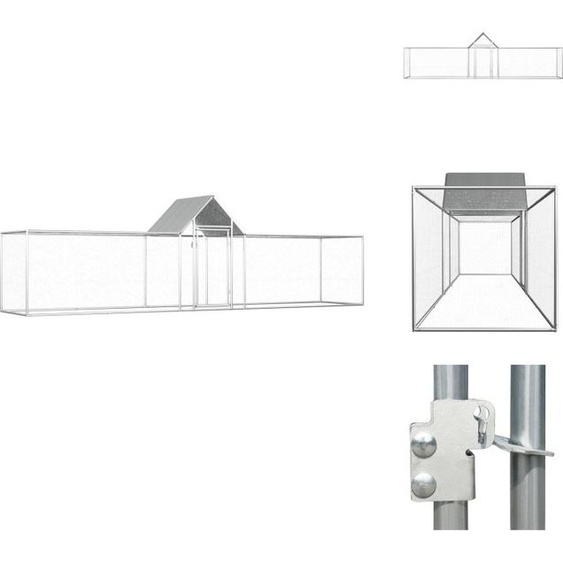 vidaXL Poulailler 5x1x1,5 m Acier galvanisé - Habitat & Enclos pour petits animaux