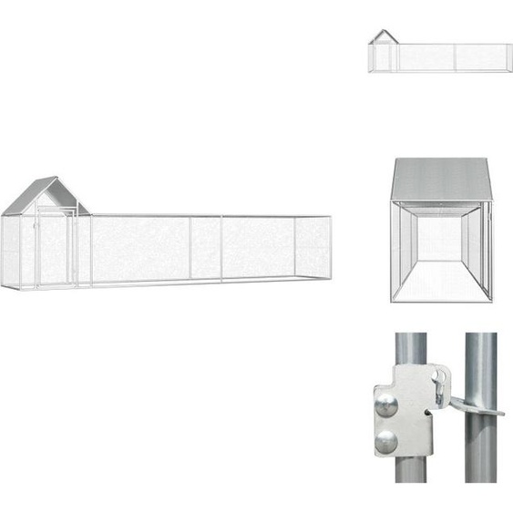 vidaXL Poulailler 5x1x1,5 m Acier galvanisé - Habitat & Enclos pour petits animaux