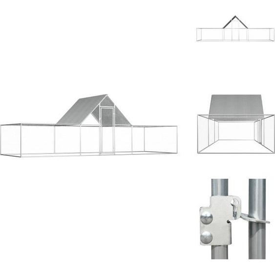 vidaXL Poulailler 6x2x2 m Acier galvanisé - Habitats & Enclos pour petits animaux