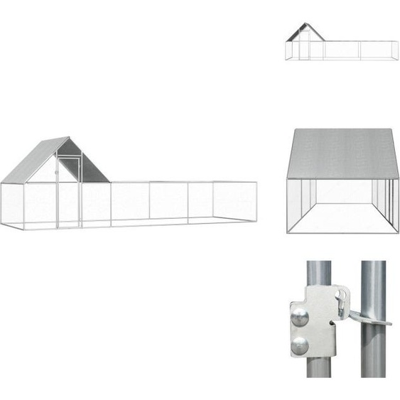 vidaXL Poulailler 6x2x2 m Acier galvanisé - Habitats & Enclos pour petits animaux
