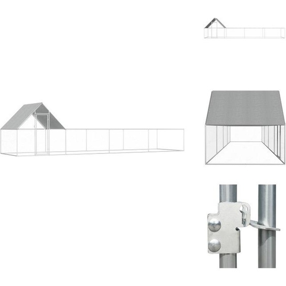 vidaXL Poulailler 8x2x2 m Acier galvanisé - Habitats & Enclos pour petits animaux