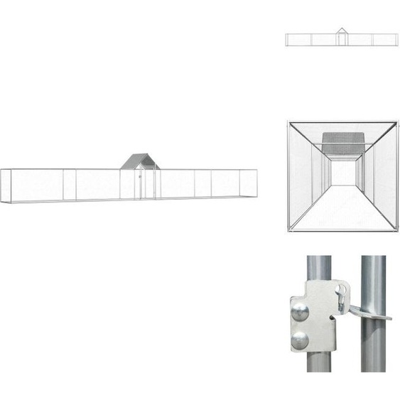 vidaXL Poulailler 9x1x1,5 m Acier galvanisé - Habitats & Enclos pour petits animaux