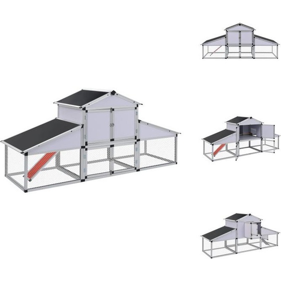 vidaXL Poulailler avec enclos et nichoir Aluminium - Habitats & Enclos pour petits animaux