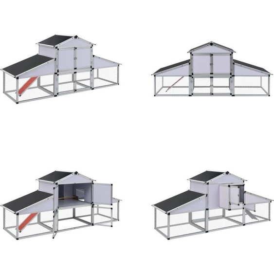 vidaXL Poulailler avec enclos extérieur et nichoir Aluminium - Poulailler - Poulaillers - Poulaillers