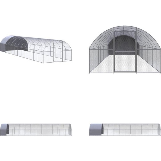 vidaXL Poulailler extérieur 3x12x2 m Acier galvanisé - Poulailler - Cage à poules - Poulailler pour volailles