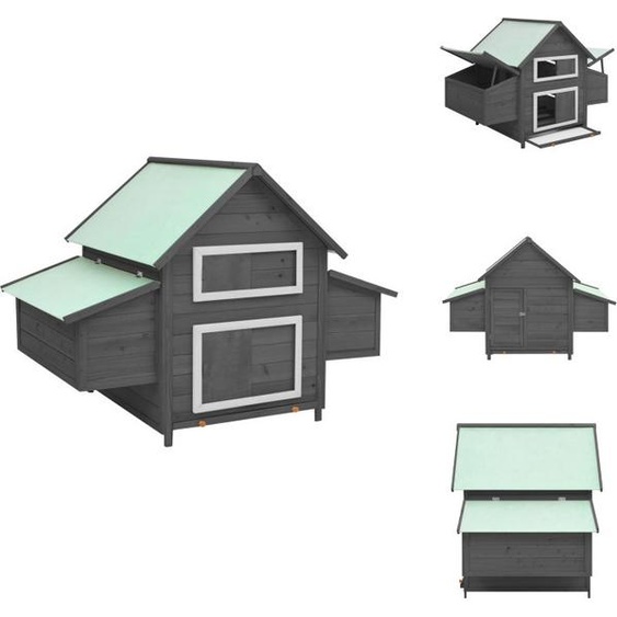 vidaXL Poulailler Gris et Blanc 152x96x110 cm Sapin massif - Habitat & Enclos pour petits animaux