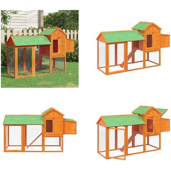 vidaXL Poulailler Marron 193x65x117 cm Pin massif - Poulailler - Parc à poules - Cage à poules