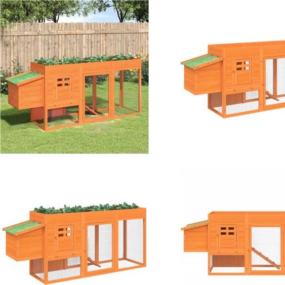 vidaXL Poulailler Marron 204x50x84 cm Pin massif - Poulailler - Parc à poules - Cage à poules