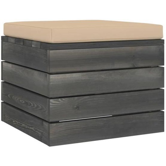 vidaXL Repose-pied palette de jardin avec coussin Bois de pin