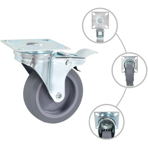 vidaXL Roulettes pivotantes avec freins doubles 4 pcs. 75 mm