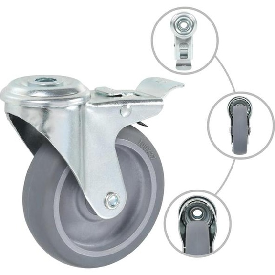 vidaXL Roulettes pivotantes avec trou de boulon 4 pcs. 100 mm