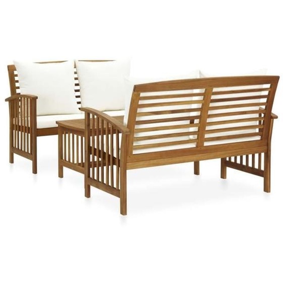 vidaXL Salon de jardin 3 pcs avec coussins Bois dacacia solide