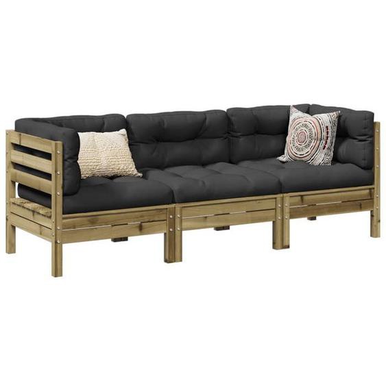 vidaXL Salon de jardin 3 pcs avec coussins bois de pin imprégné ensemble de canapés dextérieur ensemble de canapés de 3299274