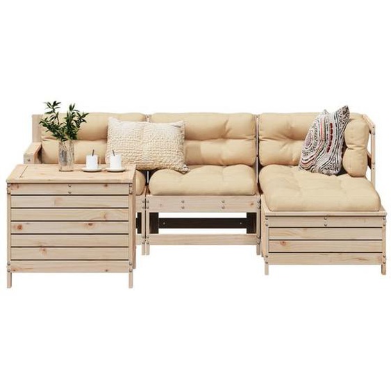 vidaXL Salon de jardin 5 pcs bois de pin massif ensemble de canapés dextérieur ensemble de canapés de jardin canapé 3250492