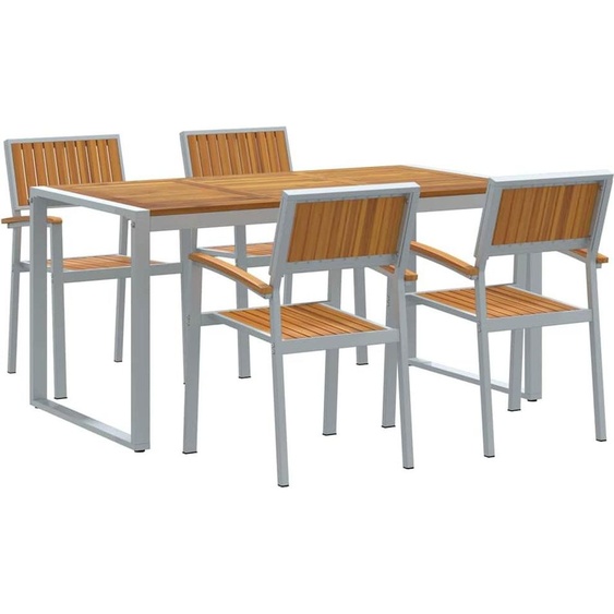 vidaXL Salon de jardin 5 pcs Gris et brun 160 x 80 x 75 cm