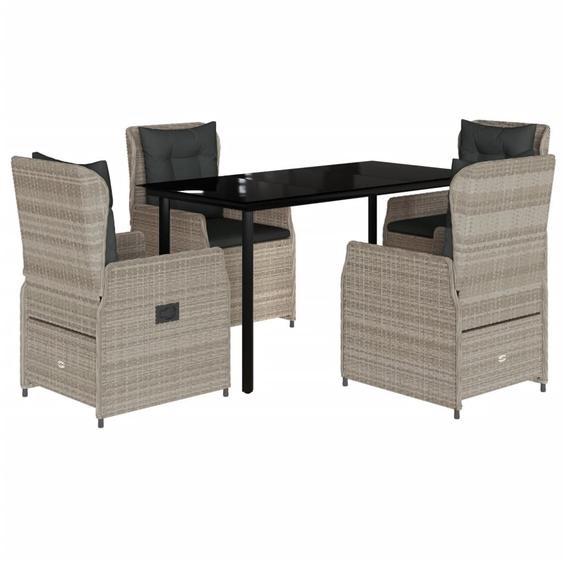 vidaXL Salon de jardin 5 pièces avec coussins gris clair Poly rotin