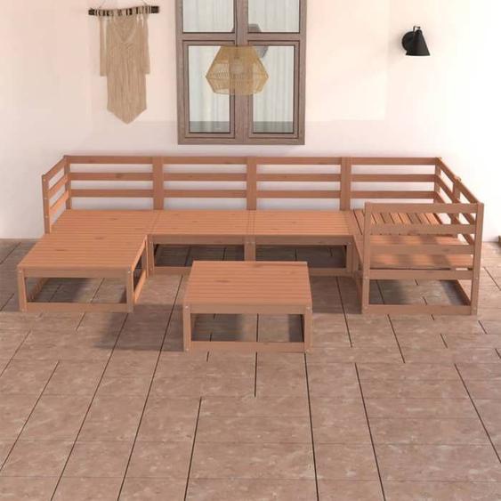 vidaXL Salon de Jardin 7 pcs Ensemble de Meubles de Patio Mobilier de Terrasse Mobilier de Jardin Meubles dExtérieur Marron
