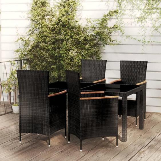 vidaXL Salon dextérieur 5 pcs avec coussins Résine tressée Noir