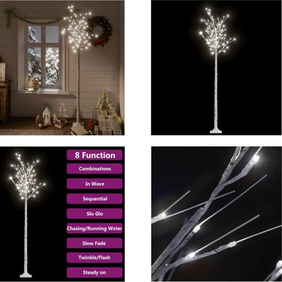vidaXL Sapin de Noël 200 LEDs 2,2 m Blanc froid Intérieur Extérieur - Sapin de Noël - Arbre de Noël - Arbre de branches de saule