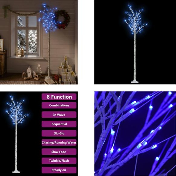 vidaXL Sapin de Noël 200 LEDs 2,2 m Bleu Intérieur Extérieur - Sapin de Noël - Arbre de Noël - Arbre de branches de saule
