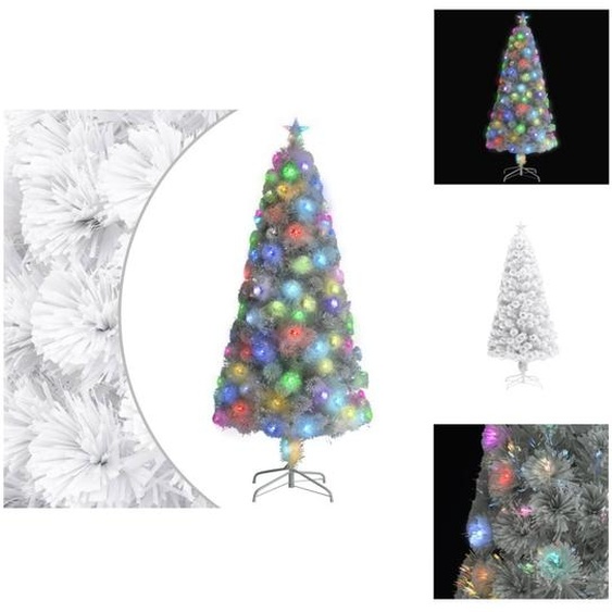 vidaXL Sapin de Noël artificiel avec éclairage blanc 150cm fibre de verre - Sapins de Noël