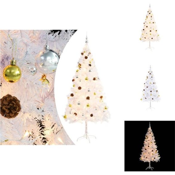 vidaXL Sapin de Noël artificiel avec éclairage & boules blanc 180 cm - Sapins de Noël