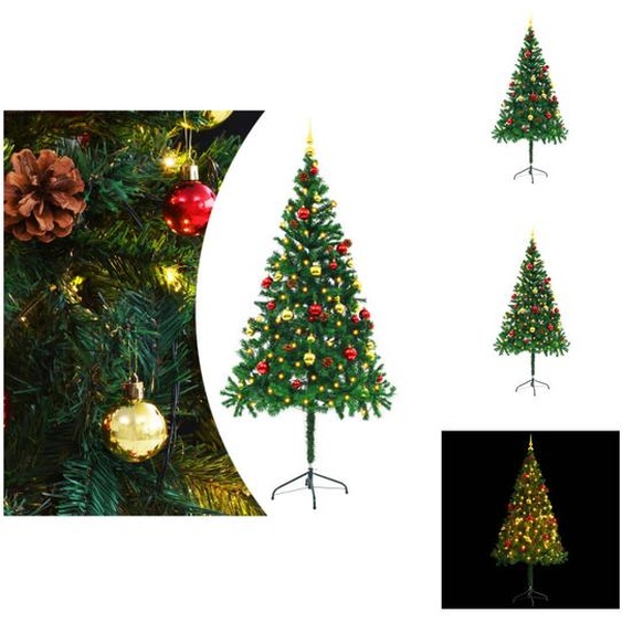 vidaXL Sapin de Noël artificiel avec éclairage & boules Vert 180 cm - Sapins de Noël