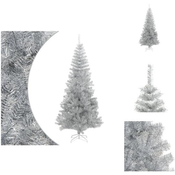 vidaXL Sapin de Noël artificiel avec support Argent 210 cm PET - Sapins de Noël